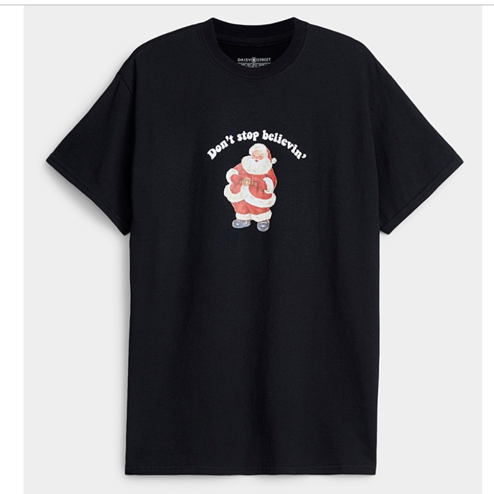 Daisy Street Don’t stop believing Christmas tee made in UK NWT